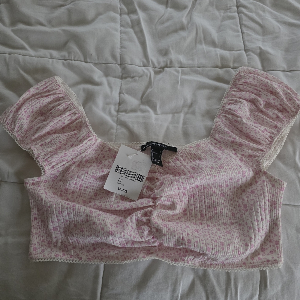 Forever 21 Pink Floral Crop Top